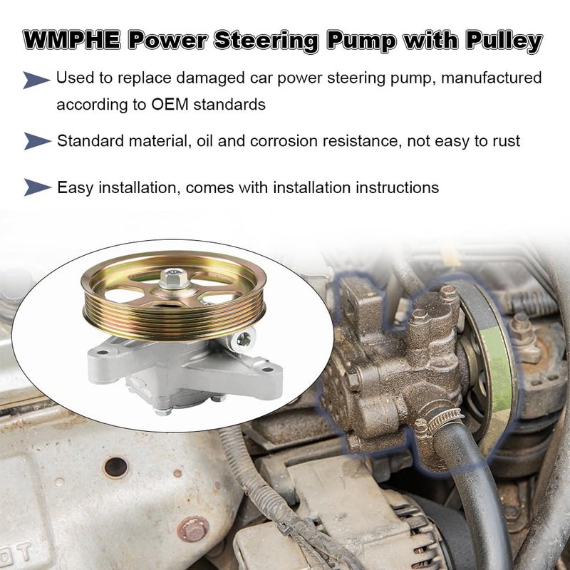 WMPHE Power Steering Pump with Pulley Compatible with Honda Pilot 2005 2006 2007 2008, Honda Odyssey 2005 to 2010, Acura MDX 2007 to 2013, Replacement for OEM 21-5442, 56110-RGL-A03, 56110-PVJ-A01 - Image 5